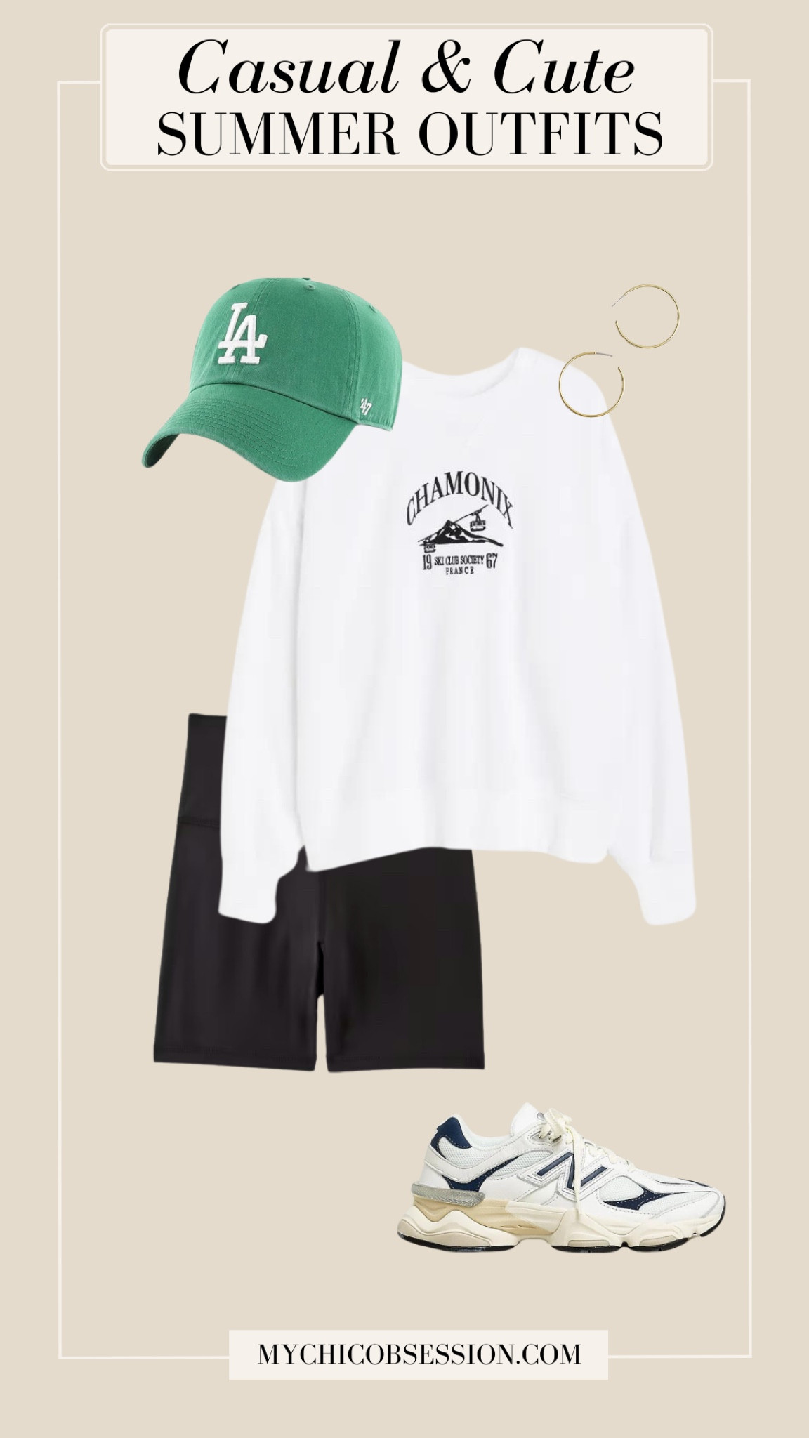 Style biker shorts for a cute and casual summer outfit. Pair them with an oversized sweatshirt, like this one from H&M. Accessorize with a baseball cap, classic gold hoops, and chunky sneakers. 

#LTKSeasonal #LTKstyletip