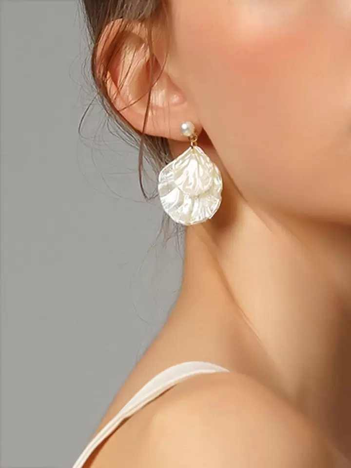 Shell & Faux Pearl Decor Drop Earrings | SHEIN
