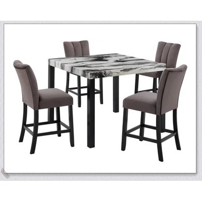 Modern Charcoal 6-Piece Dining Set with Rubberwood Table, Cross-Back Chairs, and Bench for Elegant and Functional Dining | Wayfair North America