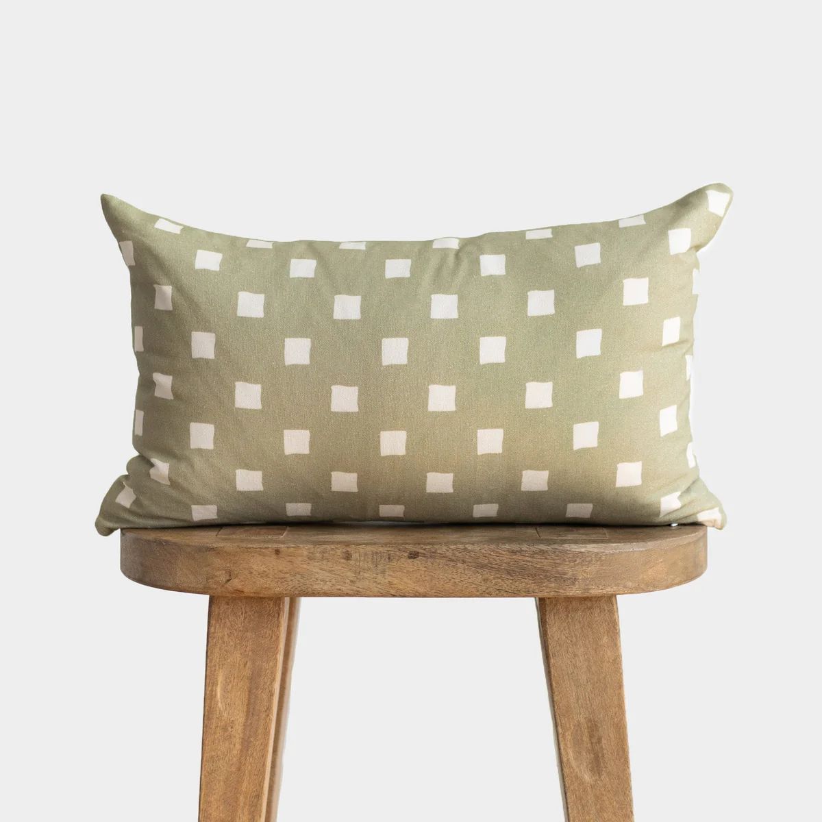 Olive Spaced Check - Pillow Cover Single - 12x20" | Woven Nook
