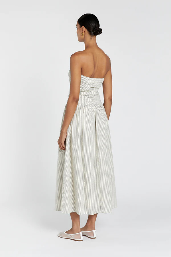 AYLA CREAM STRIPE MIDI DRESS | DISSH