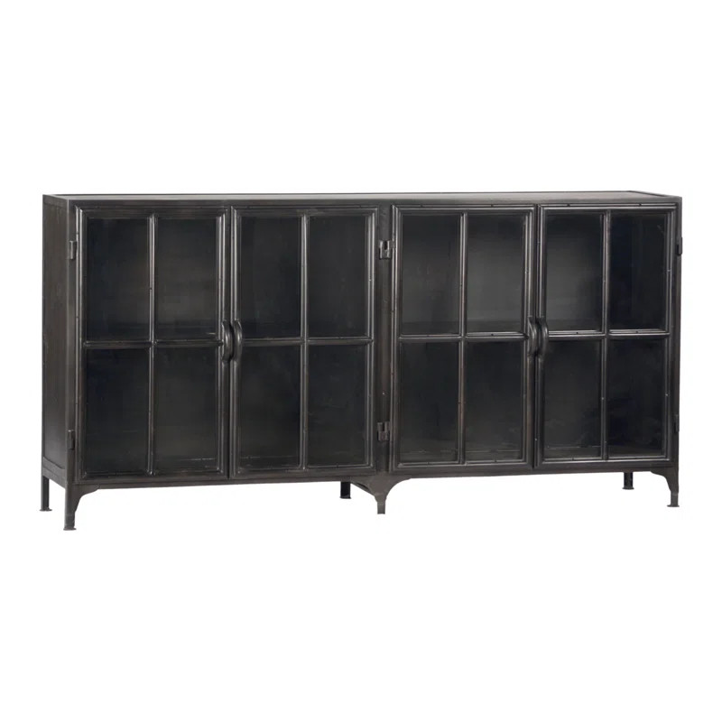 York 72-inch Gunmetal Black Steel Sheet Metal Sideboard with Glass Front Doors | Wayfair North America