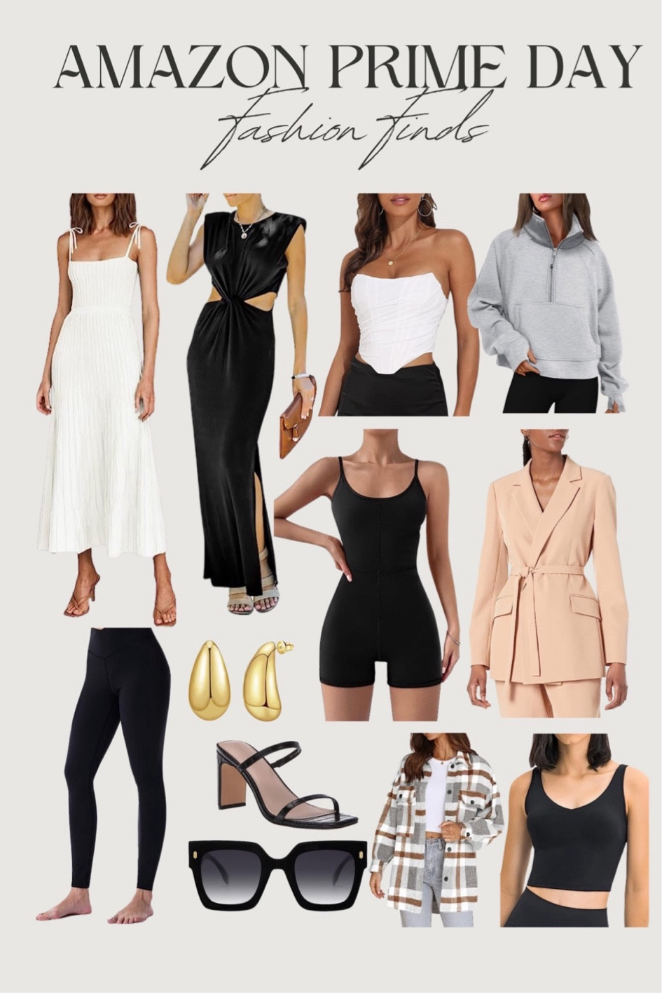 Amazon prime days fashion favorites 

Sunglasses 
White dress 
Black dress
Blazer 
Tank top 
Corset top 
Scuba 

#LTKStyleTip #LTKActive #LTKSaleAlert