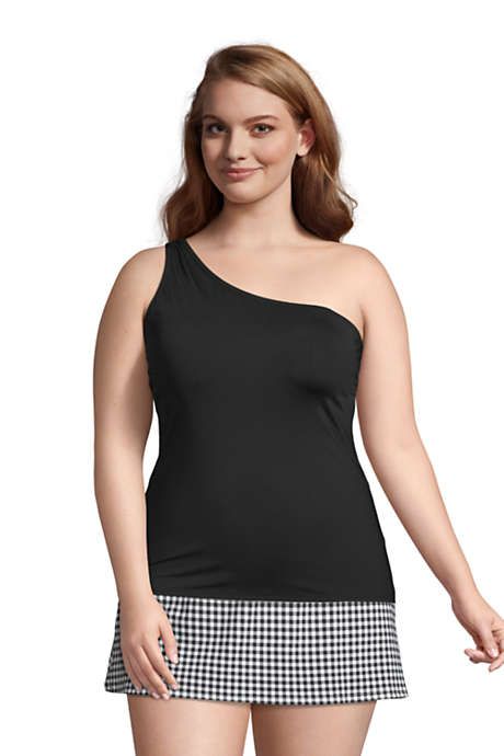 Women's Plus Size Chlorine Resistant One Shoulder Tankini Top Swimsuit | Lands' End (US)