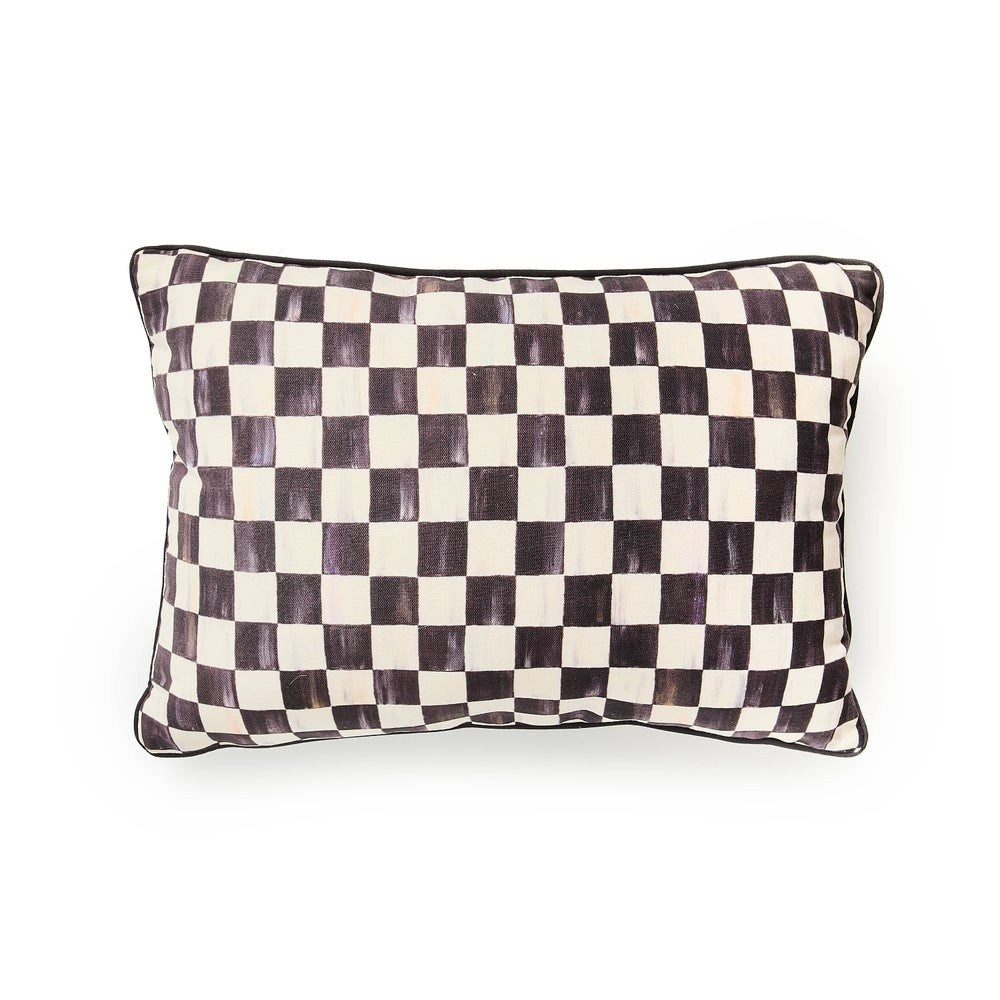 Courtly Check Printed Outdoor Lumbar Pillow | MacKenzie-Childs