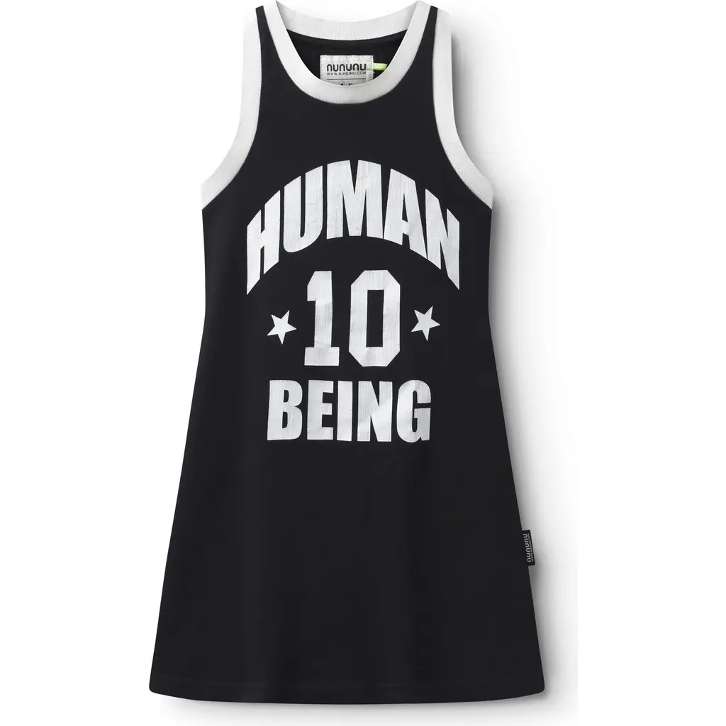 Nununu Kids' Human Team Cotton Graphic Tank Dress in Black at Nordstrom Rack, Size 2-3Y | Nordstrom Rack