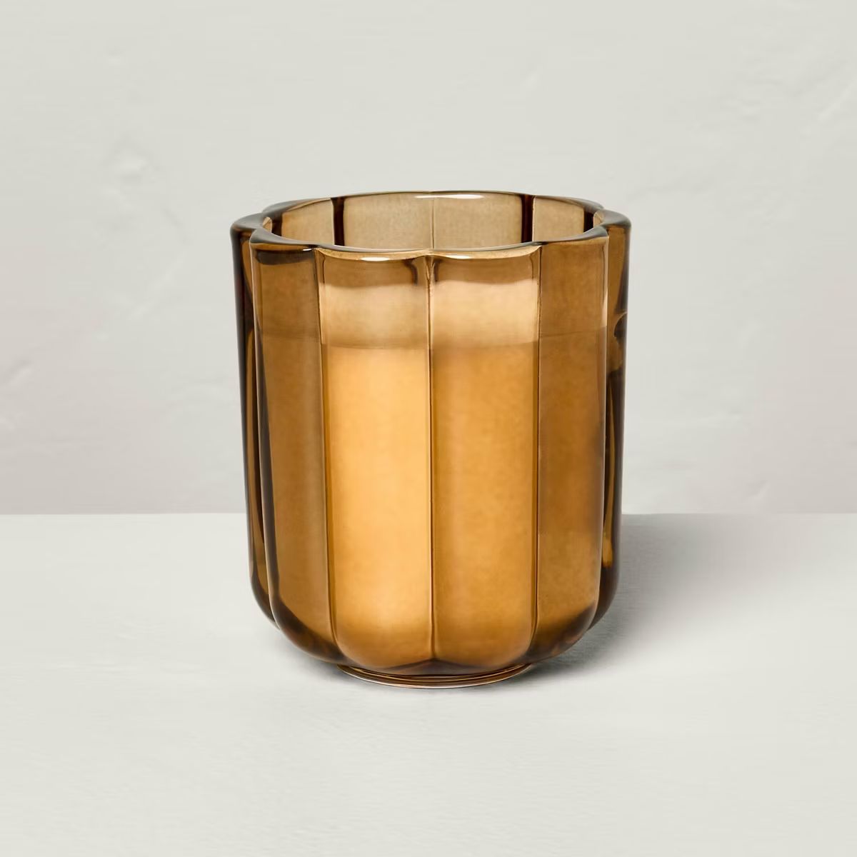 Tinted Glass Harvest Chestnut Scalloped Jar Candle Orange 5.3oz - Hearth & Hand™ with Magnolia | Target