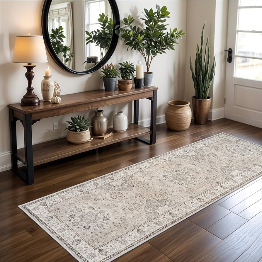 Washable 2x8 Hallway Runner Rug: Vintage Water Resistant Kitchen Entryway Rug Ultra Soft Living R... | Amazon (US)
