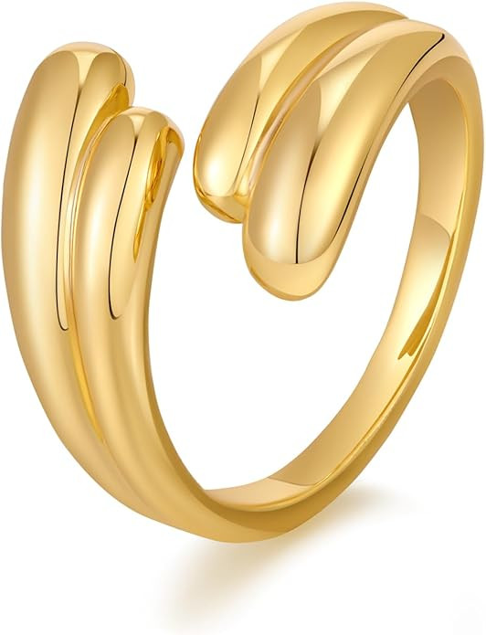 Chunky Open Rings for Women Gold Silver Thick Teardrop Adjustable Rings Bold Statement Rings Simp... | Amazon (US)