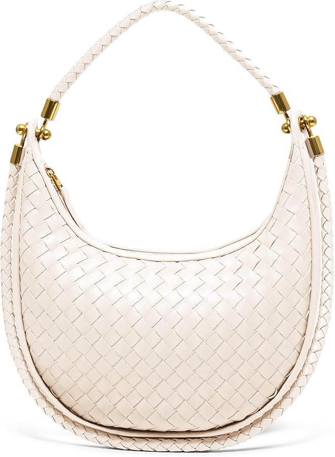 Joryin Woven Leather Crescent Shoulder Bag for Women, Saddle Purse Braided Top-Handle Handbag Und... | Amazon (US)
