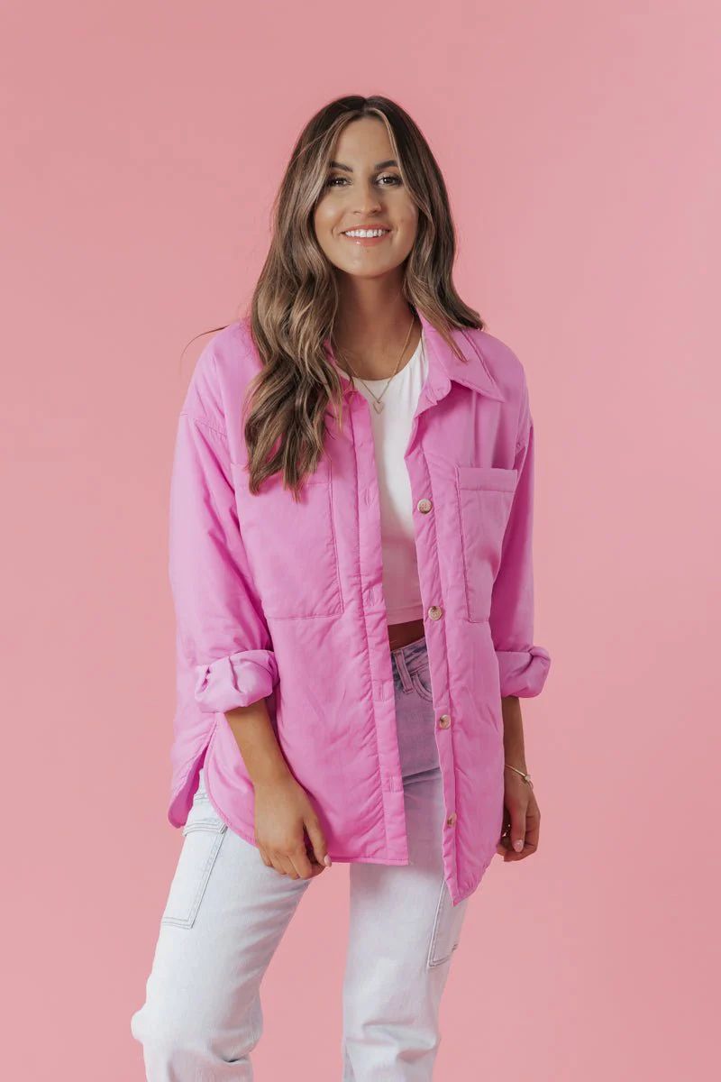 Pink Padded Button Down Shacket | Magnolia Boutique