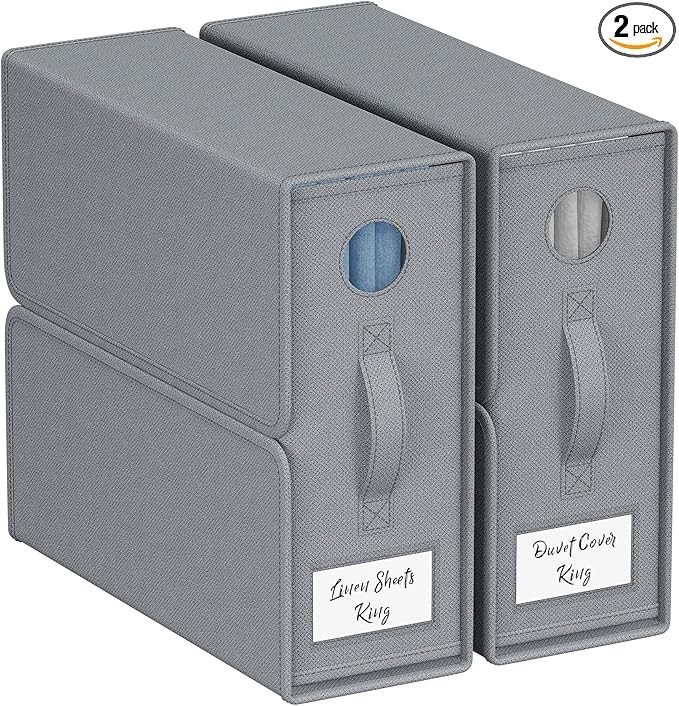 TRZZ Sheet Organizers and Storage, 2-Pack, Queen/King Size (Grey), Foldable Sheet Set Organizer, ... | Amazon (US)