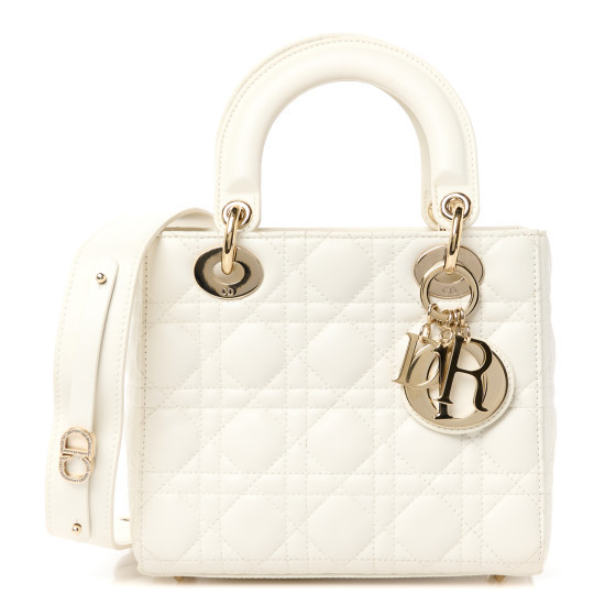 Lambskin Cannage Small My ABCDior Lady Dior White | FASHIONPHILE (US)