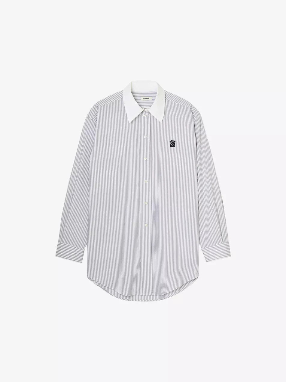 Logo-embroidered striped cotton shirt | Selfridges