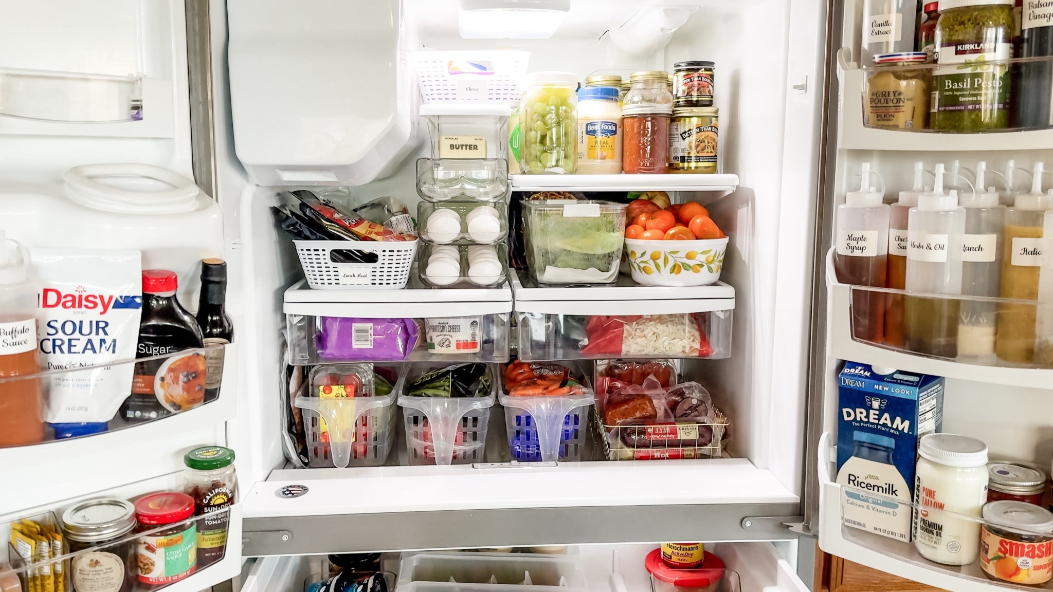 Fridge reset = instant life upgrade 🫰🏼 ✨ 

Everything has a place, nothing gets lost in the back, and meal prep suddenly feels way less chaotic. Clear bins, lazy Susans, & stackable containers add so much function (and calm) to your everyday routine! 🥗 🤍 

I liked organizers & a few favorite fridge must haves down below if you want to recreate this set up! 

#LTKHome #LTKdayinmylife #LTKmomlife