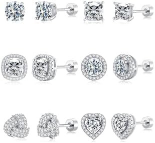 M MOOHAM Hypoallergenic 925 Sterling Silver Post Stud Earrings Set for Women - 14k Gold Plated Si... | Amazon (US)