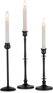 Nuptio Tall Candlestick Holders Matte Black Candle Holder Set of 3 Candle Stick Stand for Taper C... | Amazon (US)