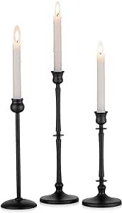Nuptio Tall Candlestick Holders Matte Black Candle Holder Set of 3 Candle Stick Stand for Taper C... | Amazon (US)