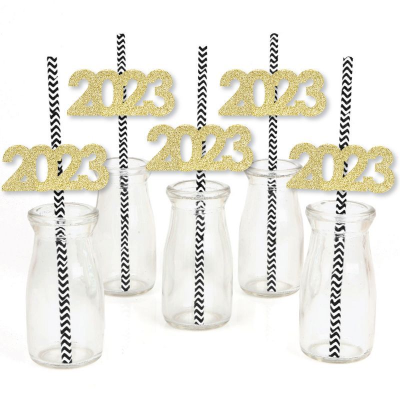Big Dot of Happiness Gold Glitter 2023 Party Straws - No-Mess Real Gold Glitter Cut-Outs and Deco... | Target