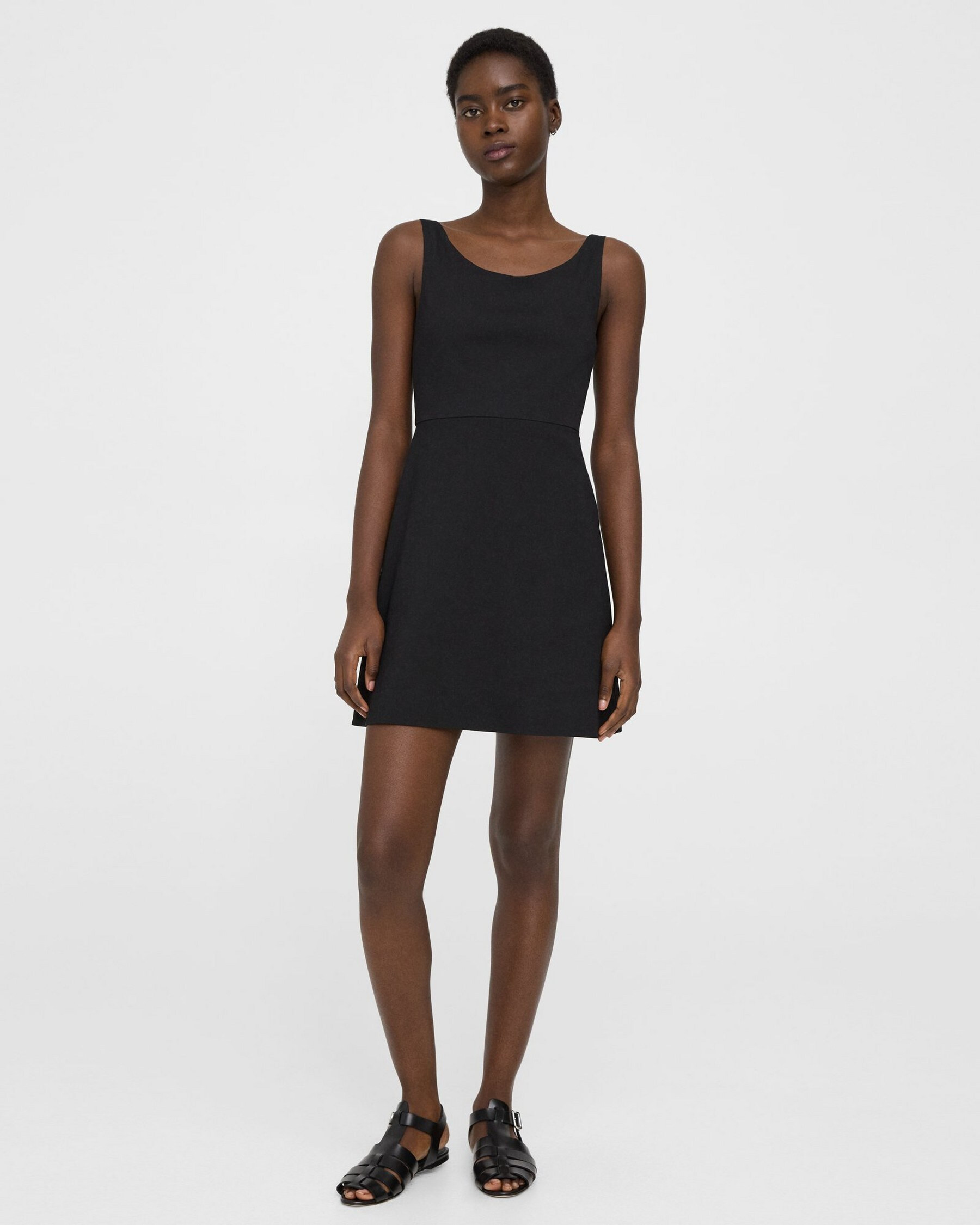 Ballerina Neckline Mini Dress in Good Linen | Theory