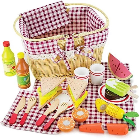 Imagination Generation Slice & Share Picnic Basket, Shareable Wooden Foods Food Toys Pretend Play | Walmart (US)