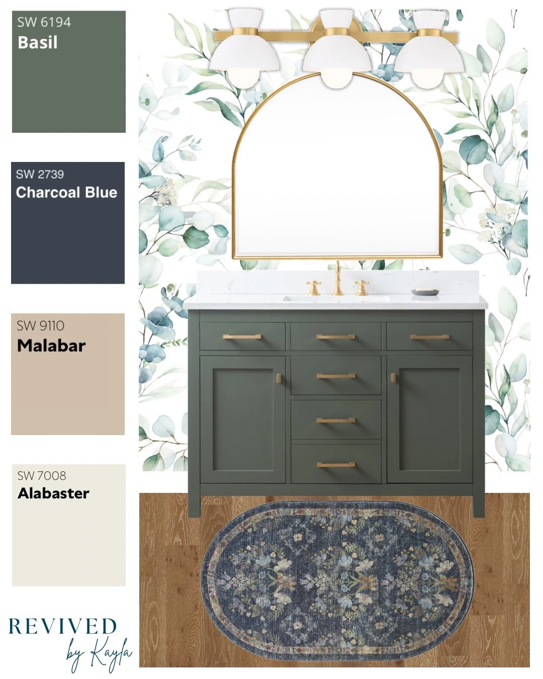 Olive green and navy blue bathroom design mood board 💚💙

#bathroom #bathroomdecor #bathroomdesign #homedecor #homedesign #interiordesign #olivegreen #navyblue #paintcolors #sherwinwilliams #wayfair #home 

#LTKHome
