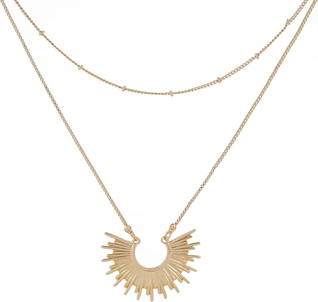 ALLISON ROSE ATELIER - Sun Pendant Necklace - 14k Gold Plated Pendant Necklaces - Long Round Pend... | Amazon (US)
