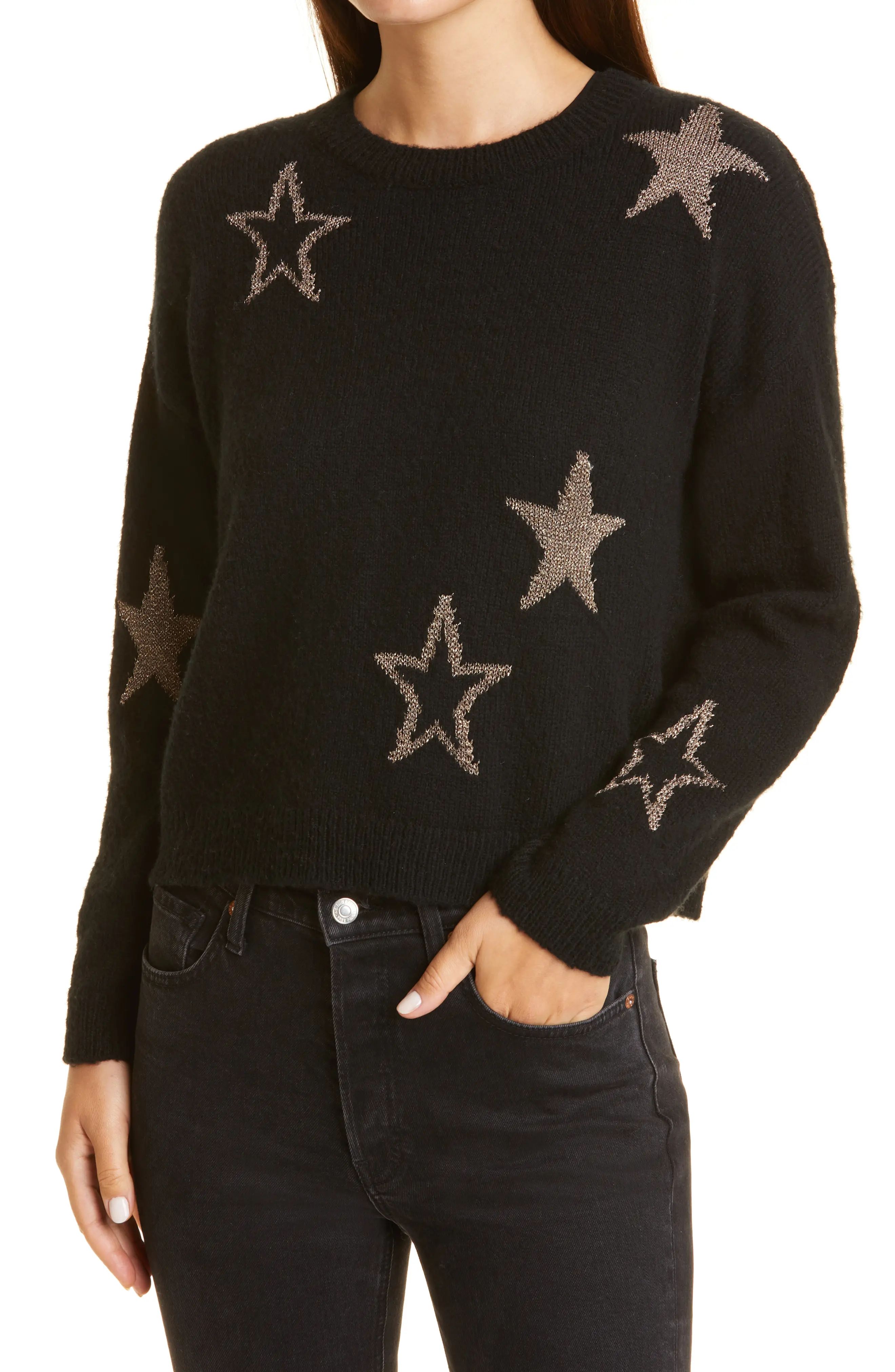 Rails Perci Star Wool Sweater, Size Medium in Black Gold Stars at Nordstrom | Nordstrom