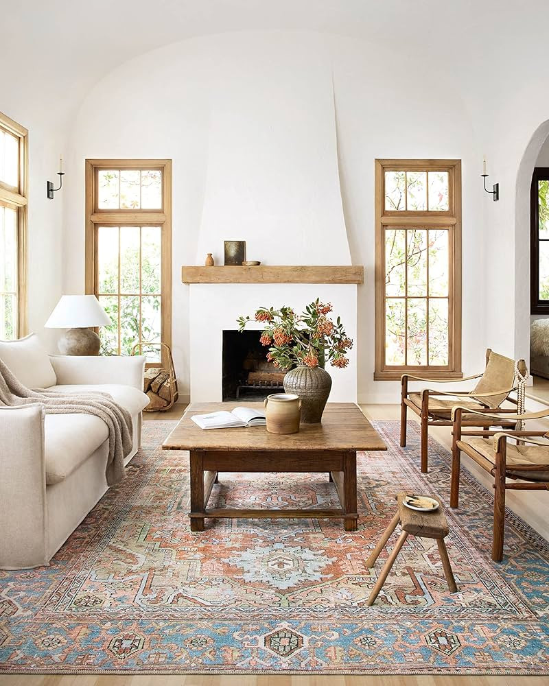 Loloi II Loren Collection LQ-15 Terracotta/Sky 7'-6" x 9'-6" Area Rug | Amazon (US)