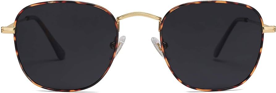SOJOS Small Square Polarized Sunglasses for Women Men Classic Vintage Retro Style SJ1143 with Gold D | Amazon (US)