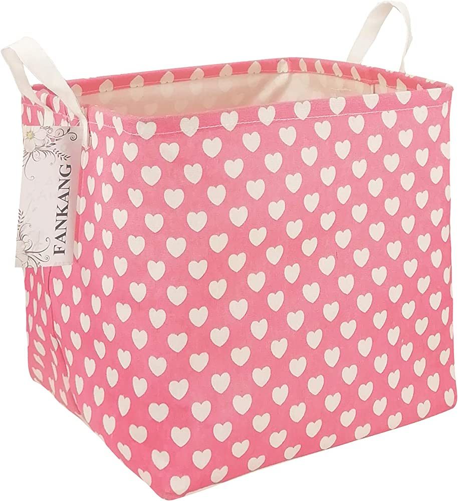 FANKANG Square Nursery Hamper Storage Bins Canvas Laundry Basket Foldable with Waterproof PE Coat... | Amazon (US)