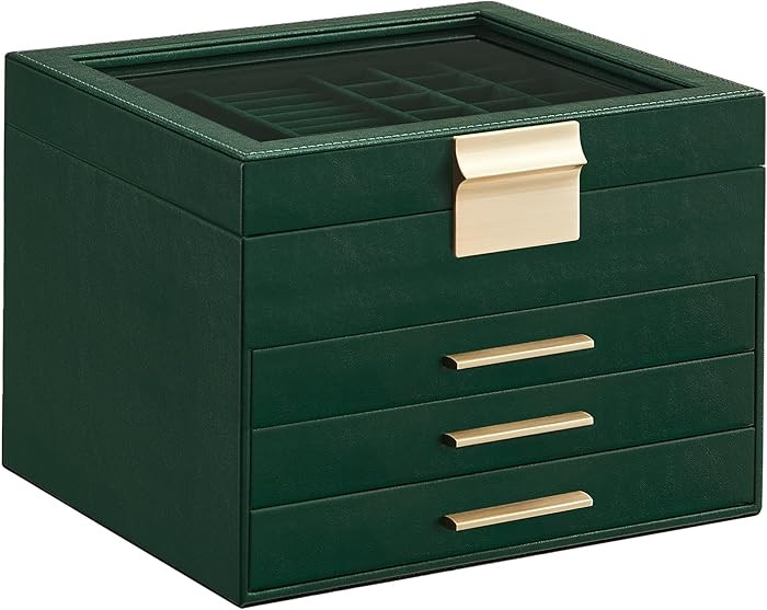 SONGMICS GISELLA Collection - Jewelry Box Organizer, 4-Layer Jewelry Storage with 3 Drawers, Shin... | Amazon (US)