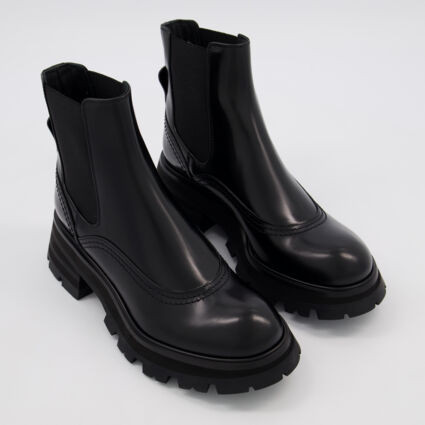 Black Leather Wander Ankle Boots | TK Maxx