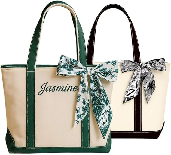 Personalized Canvas Embroidered Name Tote Bags, Custom Tote Bag for Women, Bridesmaids Gifts, Reu... | Amazon (US)