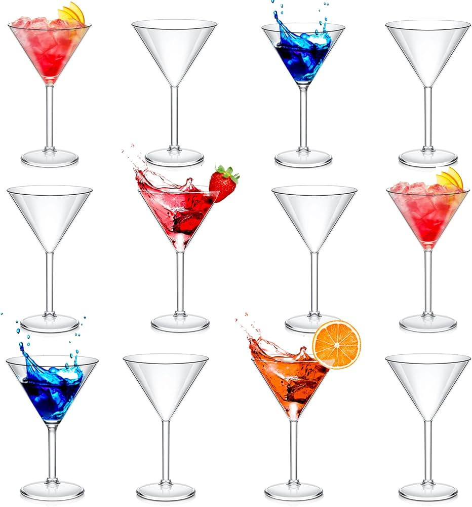 Plastic Martini Glasses 10 oz Acrylic Unbreakable Cocktail Glasses Plastic Cups Dessert Cocktail ... | Amazon (US)