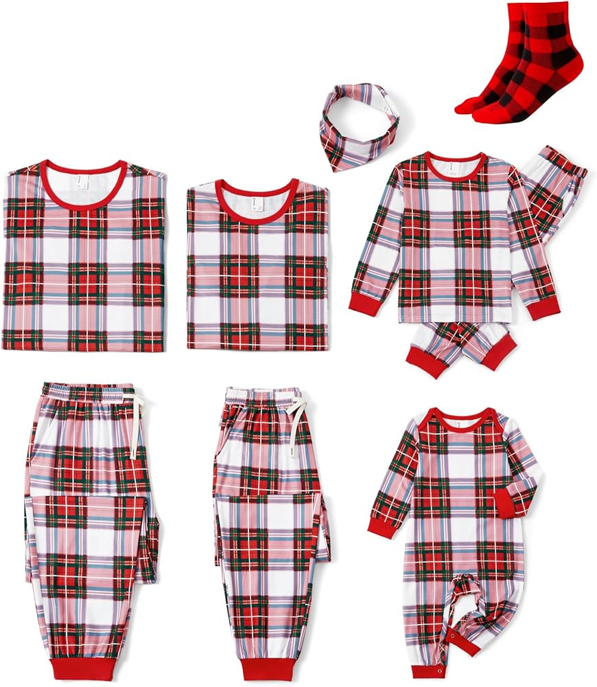 PATPAT Christmas Family Matching Pajama Sets Includes Christmas Socks - Perfect for Family Photos... | Amazon (US)