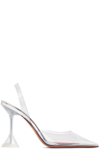 Amina Muaddi - Transparent Holli Glass Sling Heels | SSENSE