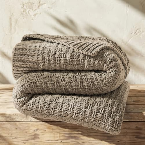 EVERGRACEHOME Chunky Chenille Knit Throw Blanket, Hearth Taupe, 50" x 60" | Amazon (US)