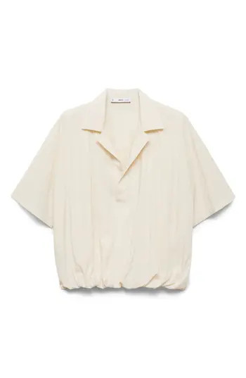 MANGO Puffed Cropped Shirt in Vanilla at Nordstrom Rack, Size 6 | Nordstrom Rack