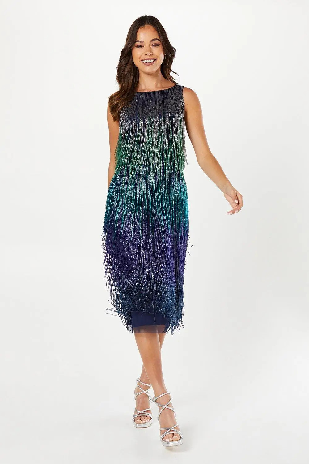 Party Sequin Ombre Fringe Midi Dress | boohoo (US & Canada)