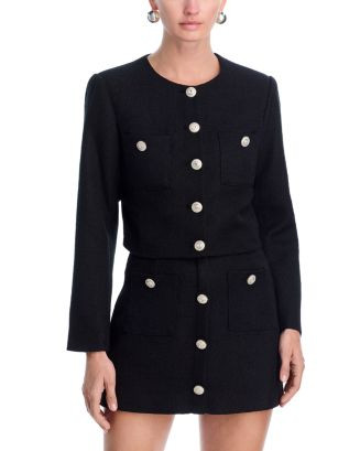 AQUA Tweed Rhinestone Button Jacket - Exclusive  | Bloomingdale's Women | Bloomingdale's (US)