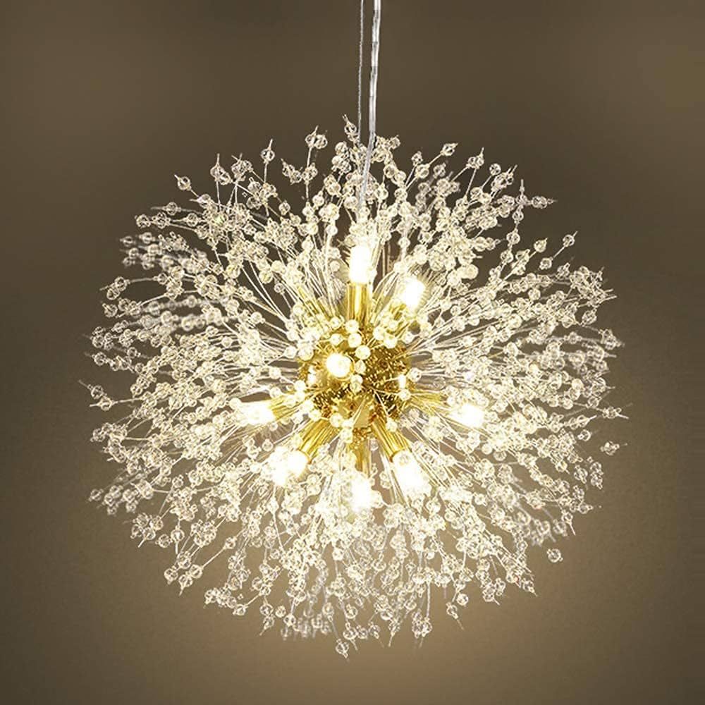 Qamra Modern Crystal Gold Chandeliers, Firework Dandelion Sputnik Chandelier Light Fixture Pendan... | Amazon (US)