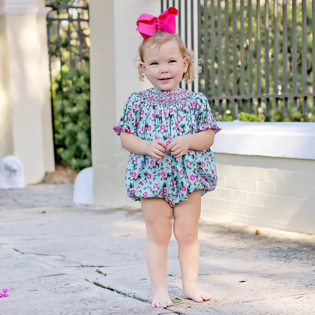 Secret Garden Pink Smocked Bishop Bubble | Classic Whimsy
