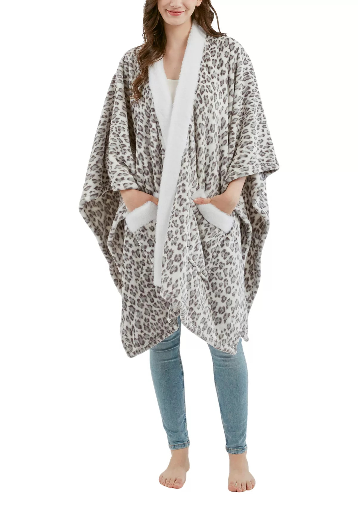 Plush Fur Trim Blanket Wrap | Belk