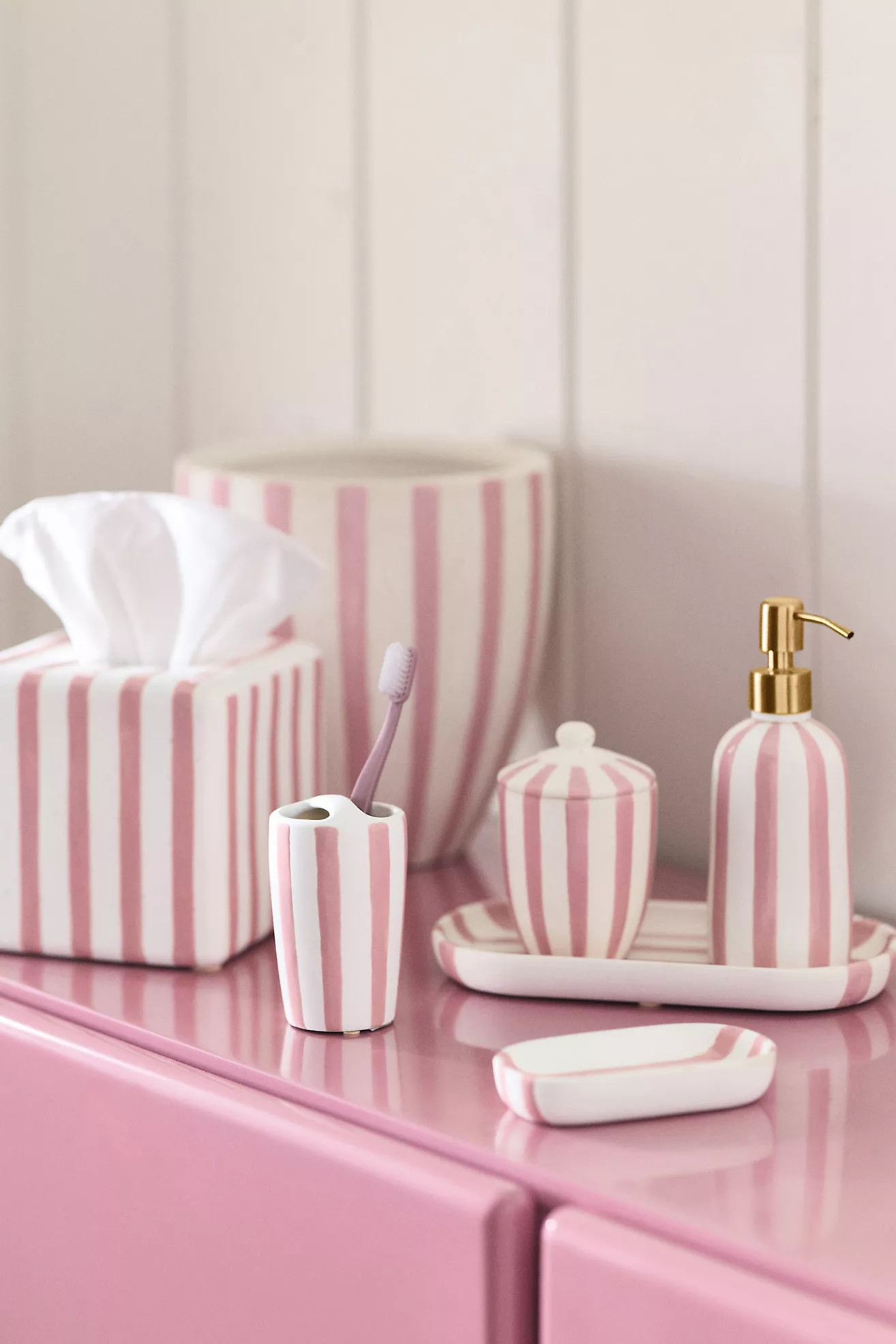 Striped Ceramic Soap Dispenser | Anthropologie (US)