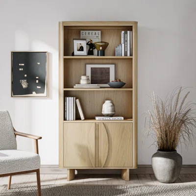 Natural Oak Bookcae 70 Inch By 34 Inch Cabinet | Wayfair North America