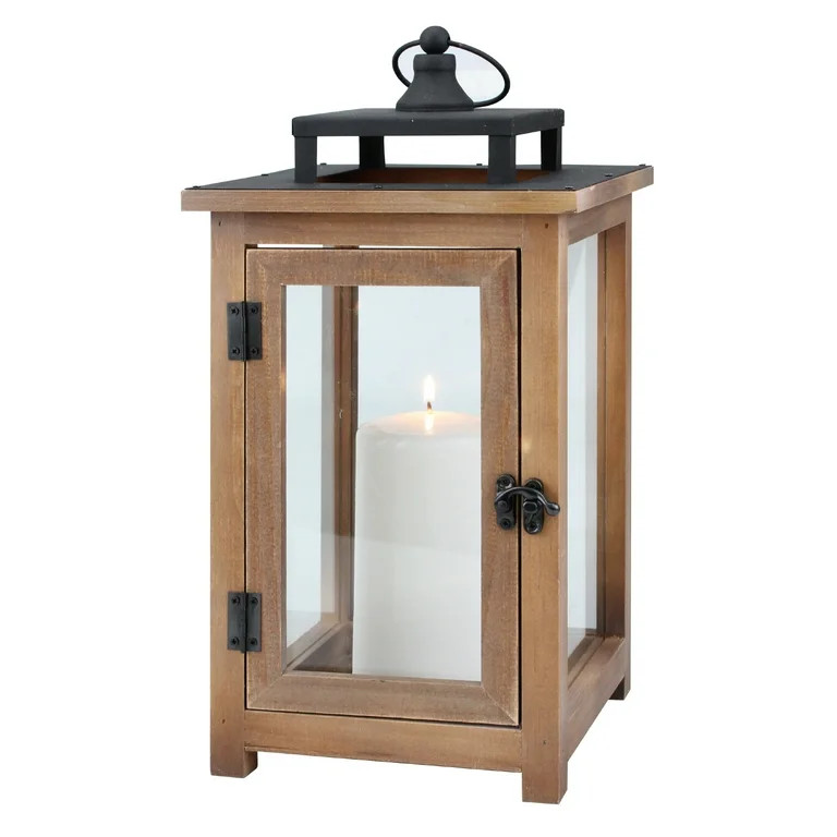 Better Homes & Gardens Large Decorative Wood and Metal Lantern Candle Holder | Walmart (US)
