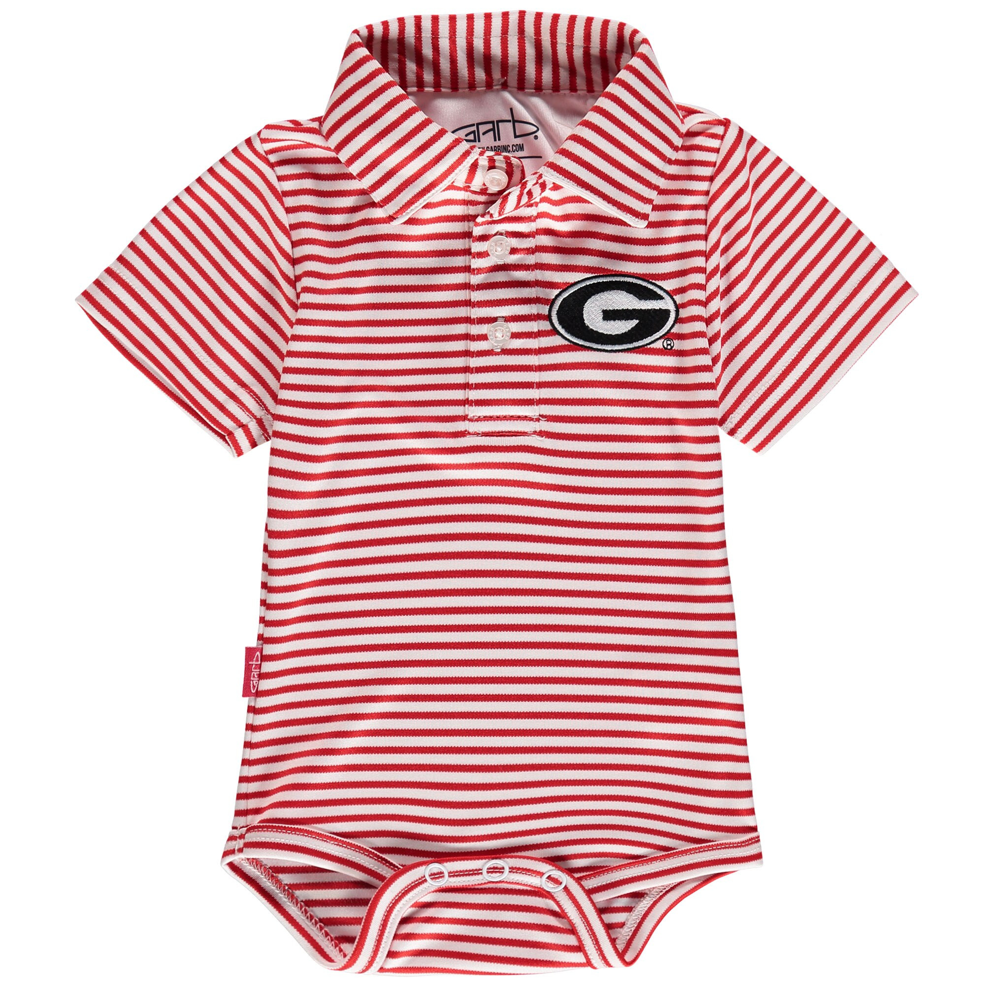 Georgia Bulldogs Garb Infant Carson Striped Short Sleeve Bodysuit - Red/White | Fanatics
