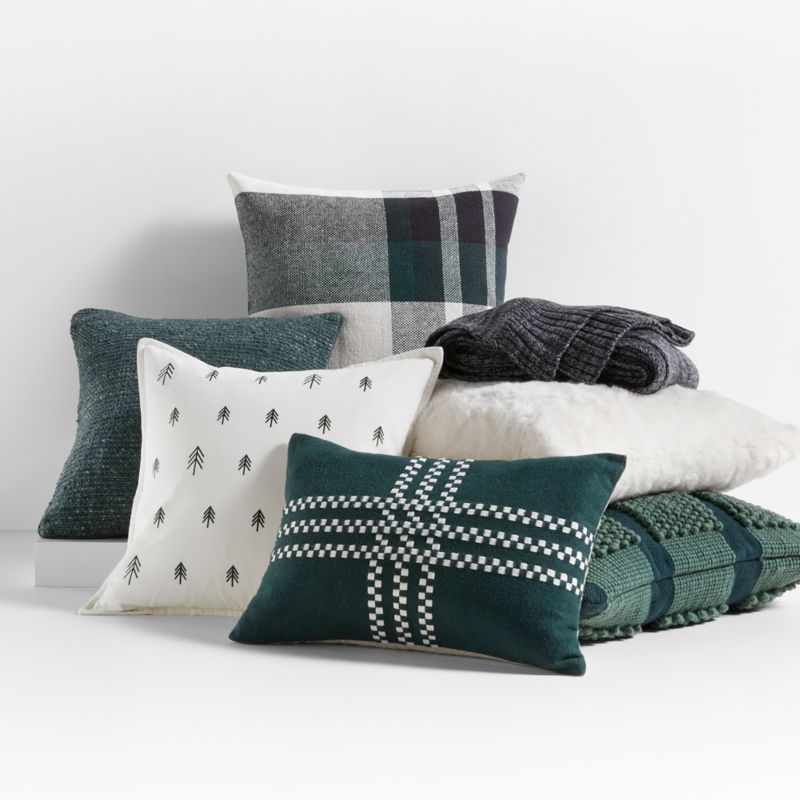 Holiday Green and Ivory Throw Pillow Arrangement | Crate & Barrel | Crate & Barrel