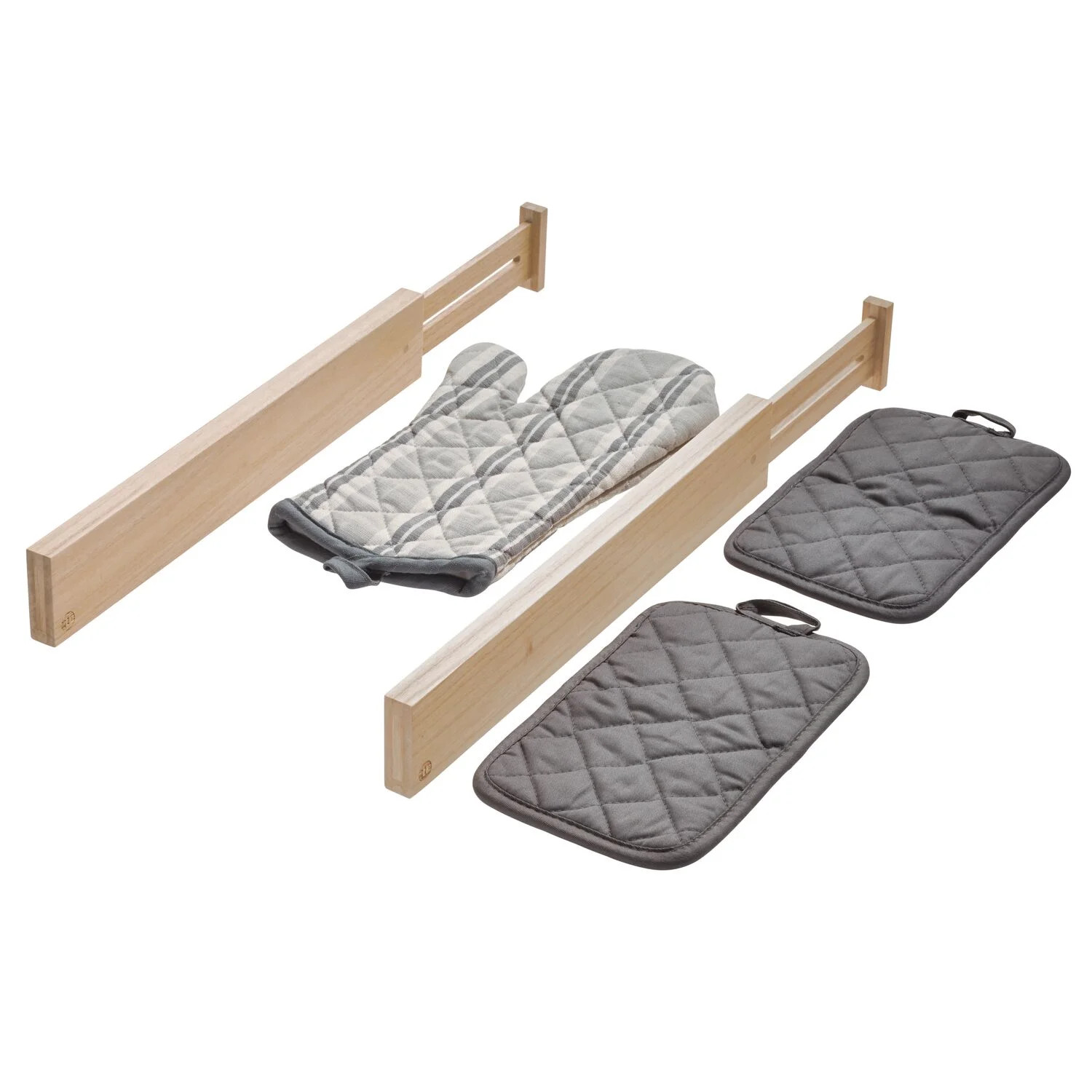 iDesign Adjustable Expandable Wood Drawer Organizer, Natural, 2 Count | Walmart (US)